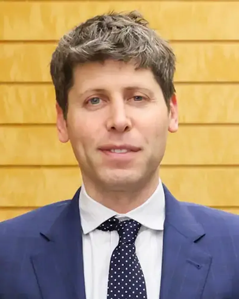 Portrait of Sam Altman, CEO of OpenAI. AI Frontier Pioneer. Shaper of Humanity's AI Future.