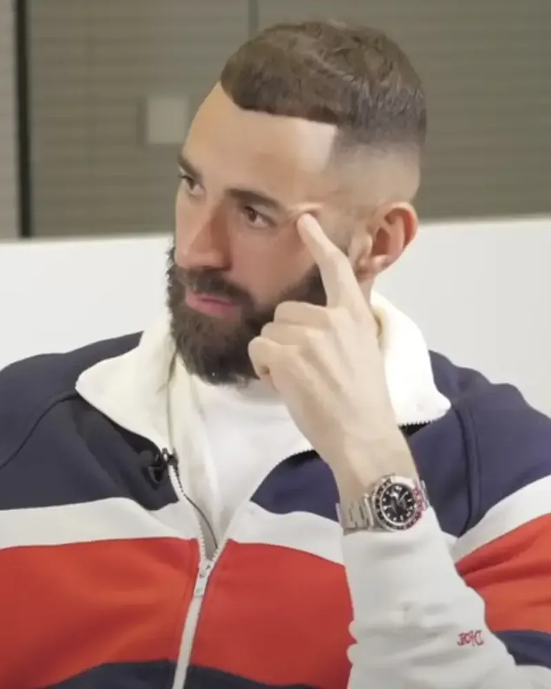 Portrait of Karim Benzema, Ballon d'Or Champion. Football Legend. Ambassador of Gulf Football.