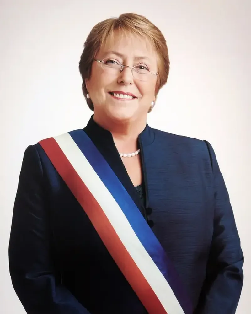 Portrait of Michelle Bachelet, Former President of Chile. UN Human Rights Chief. Pioneer of Women's Leadership.