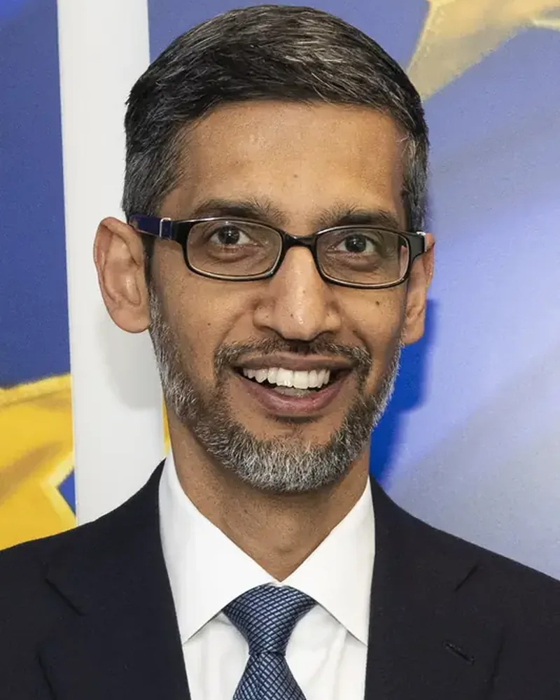 Portrait of Sundar Pichai, CEO of Google. AI Visionary. Technology Leader.