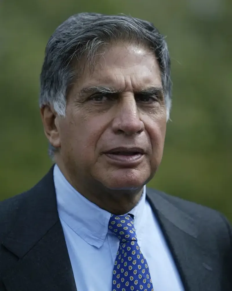 Portrait of Ratan Tata, Industrial Statesman. Philanthropist. Builder of Nations.