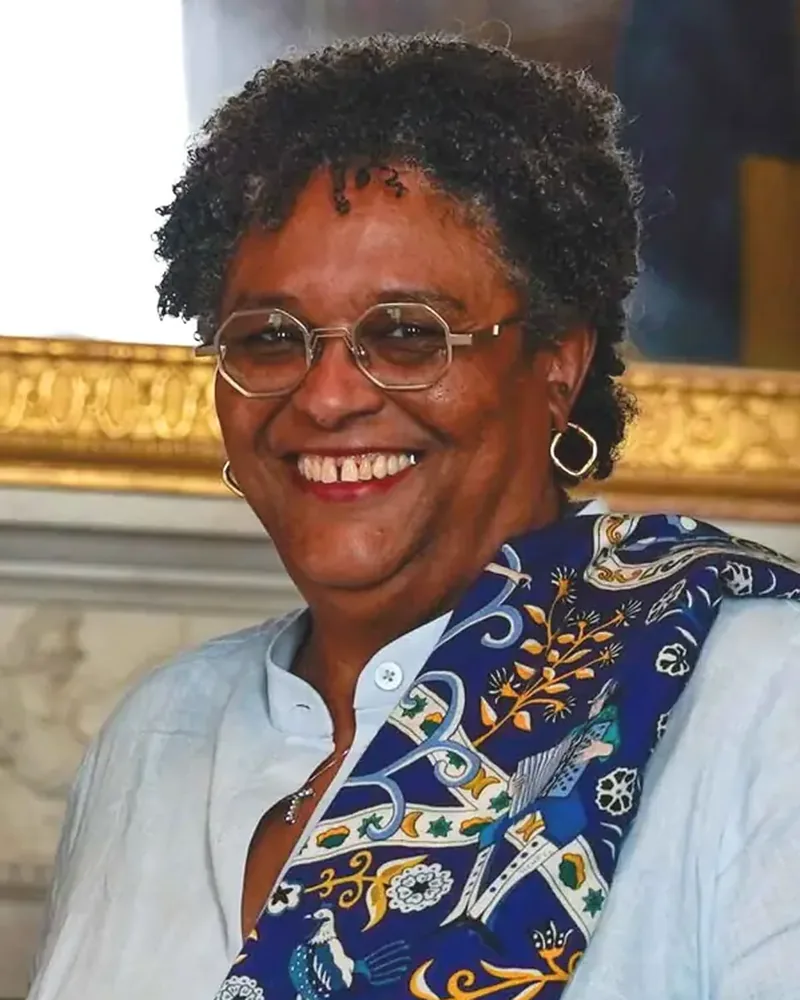 Portrait of Mia Mottley, Prime Minister of Barbados. Climate Finance Champion. Voice of the Vulnerable.