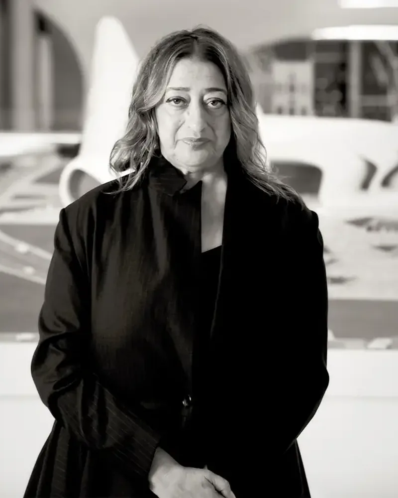Portrait of Zaha Hadid, Pritzker Laureate. Queen of the Curve. Architecture Greatest Visionary.