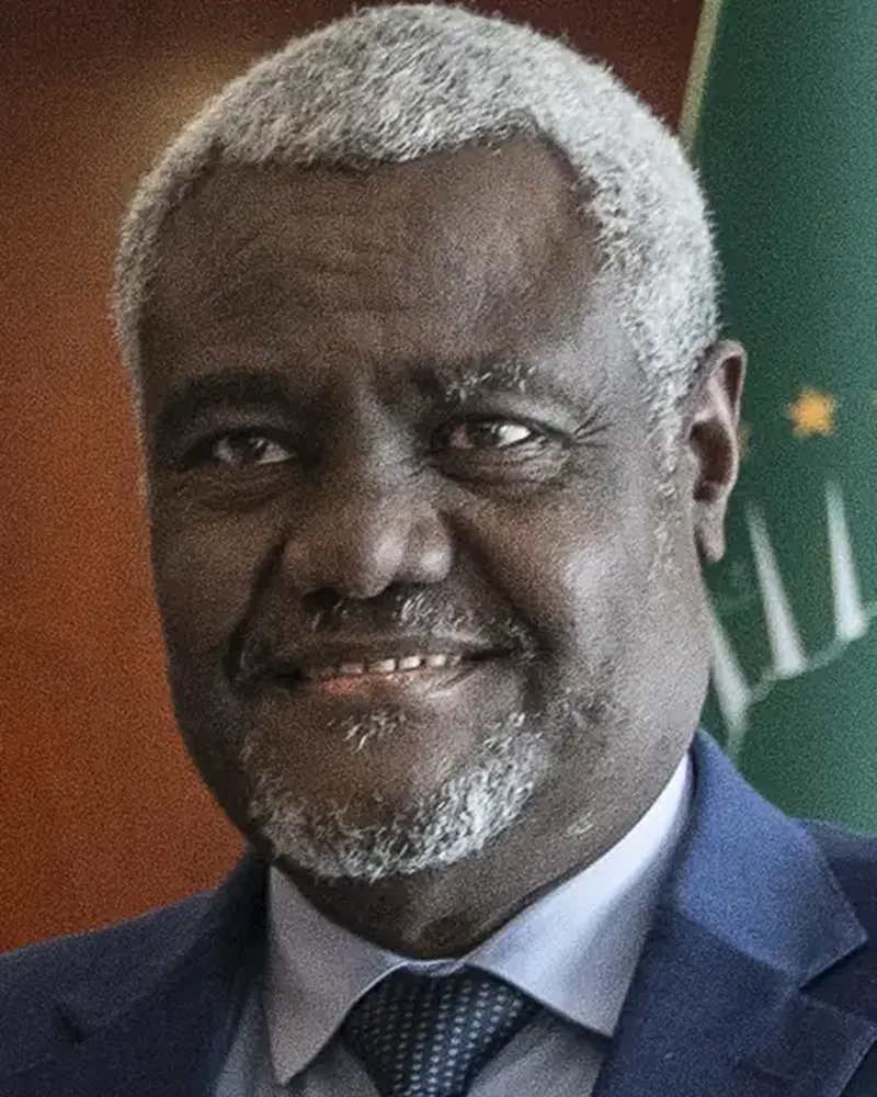 Portrait of Moussa Faki Mahamat, Chairperson of the African Union Commission. Pan-African Statesman.