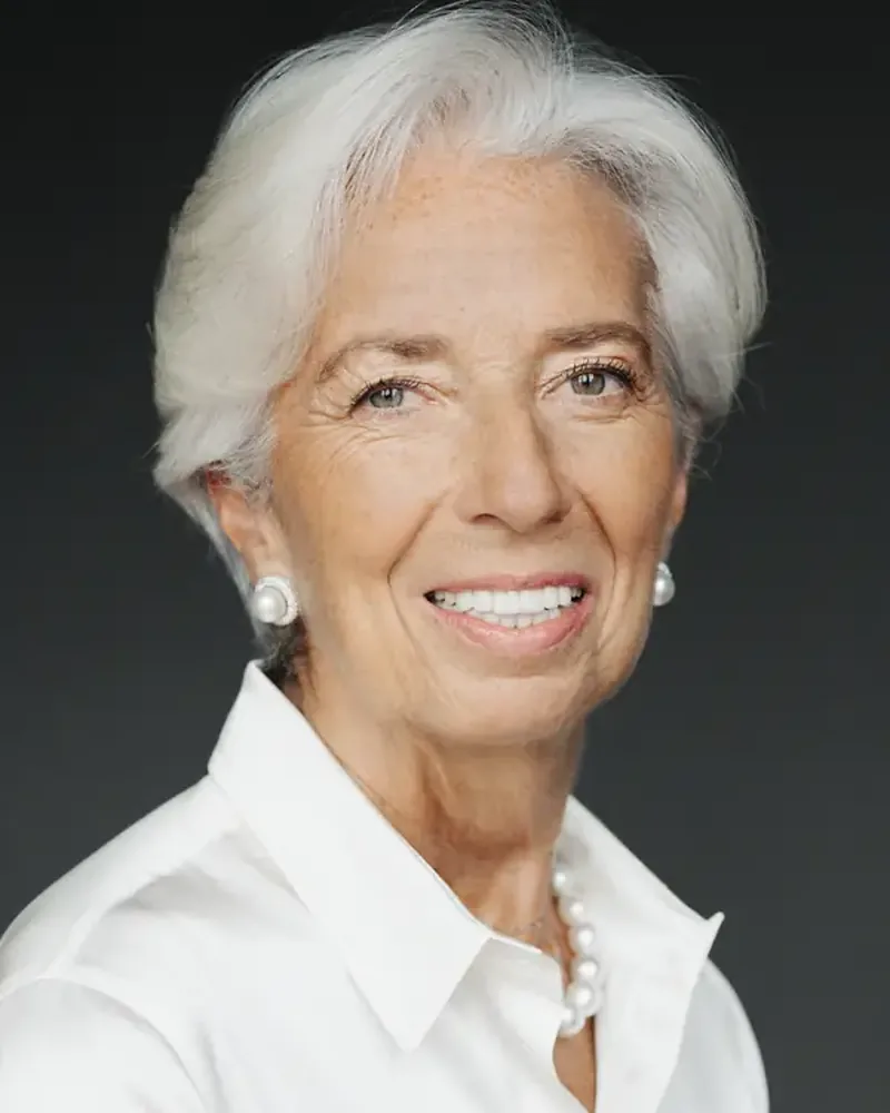 Portrait of Christine Lagarde, Global Finance Leader. Reformer. Voice of Economic Stability.