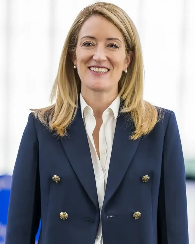 Portrait of Roberta Metsola, President of the European Parliament. Champion of Democracy. Bridge Builder.