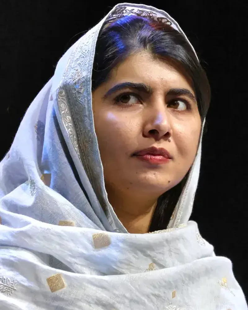 Portrait of Malala Yousafzai, Nobel Laureate. Education Champion. Voice of the Voiceless.
