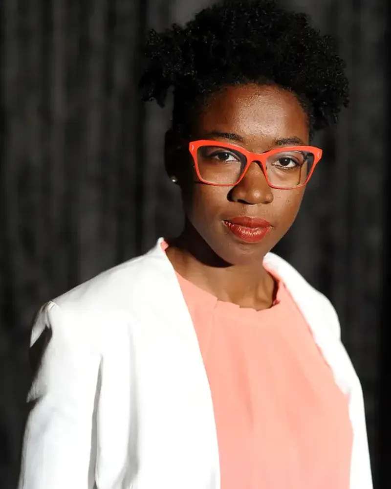 Portrait of Joy Buolamwini, AI Ethics Pioneer. Poet of Code. Champion of Algorithmic Justice.